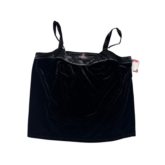 Scarlette Modern Whimsigoth Black Velvet Top XL Satin Trim Adjustable Straps - Picture 2 of 5
